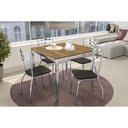 Ver imagem 1 de Conjunto Mesa de Cozinha Reno com Tampo de Madeira 90cm e 4 Cadeiras Portugal Cromada Preto