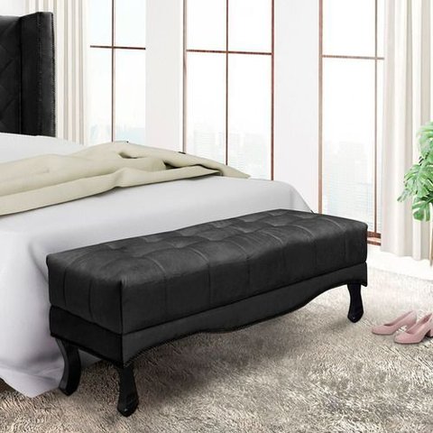 Recamier Villach 1.60 para Cama Casal Veludo Preto Bz Home Decor