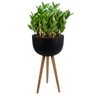 Vaso de Fibrocimento Preto c/Pés de Madeira - 45x88 - 2