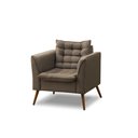 Ver imagem 2 de Poltrona Decorativa Phoenix Veludo Marrom Café:Marrom Café