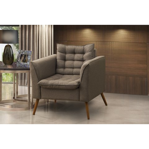 Poltrona Decorativa Phoenix Veludo Marrom Café:Marrom Café