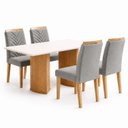 Ver imagem 2 de Conjunto de Mesa de Jantar 4 Lugares Isla e Carol MDF 120x80cm Cinamomo Off White Cinza