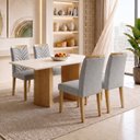 Ver imagem 1 de Conjunto de Mesa de Jantar 4 Lugares Isla e Carol MDF 120x80cm Cinamomo Off White Cinza
