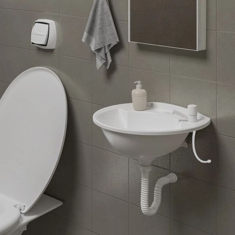 Pia Lavatório Banheiro 4l + Torneira Reforçada Branca + Sifão Sanfonado + Engate Flexível + Veda Ros