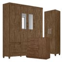 Ver imagem 1 de Guarda Roupa com Espelho Casal Ms912 com Cômoda Vênus e Armário Multiuso New Íris Castanho Wood – Mo
