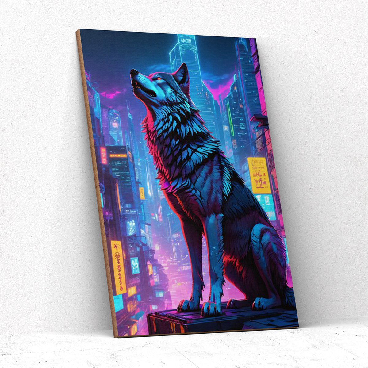 Quadro Decorativo Lobo Galáxia Espaço Japão Neon Cyberpunk:lobo - 2