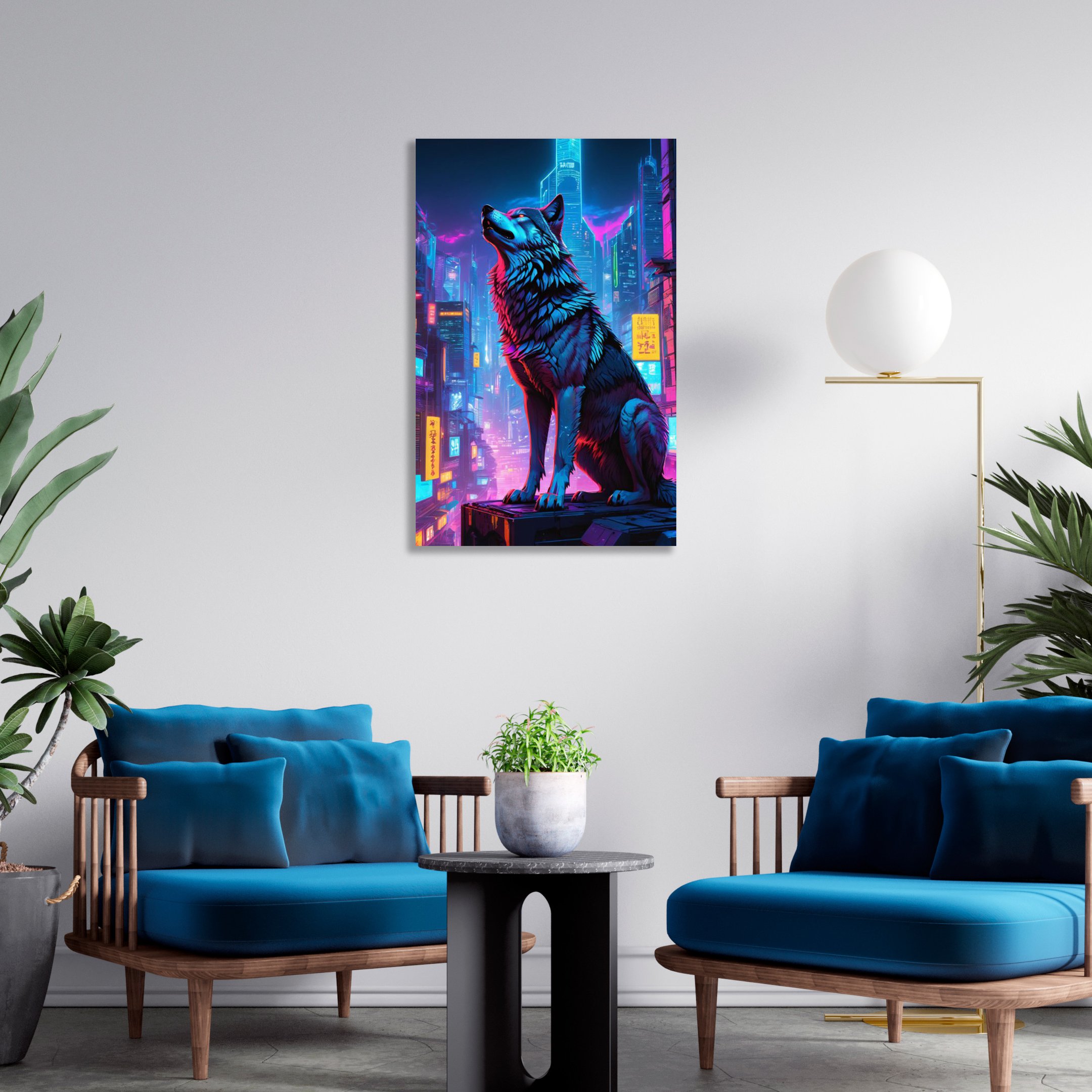 Quadro Decorativo Lobo Galáxia Espaço Japão Neon Cyberpunk:lobo - 4