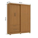 Ver imagem 3 de Guarda Roupa Solteiro 3 Portas Mistas e 2 Gavetas 218cm C533 Canela
