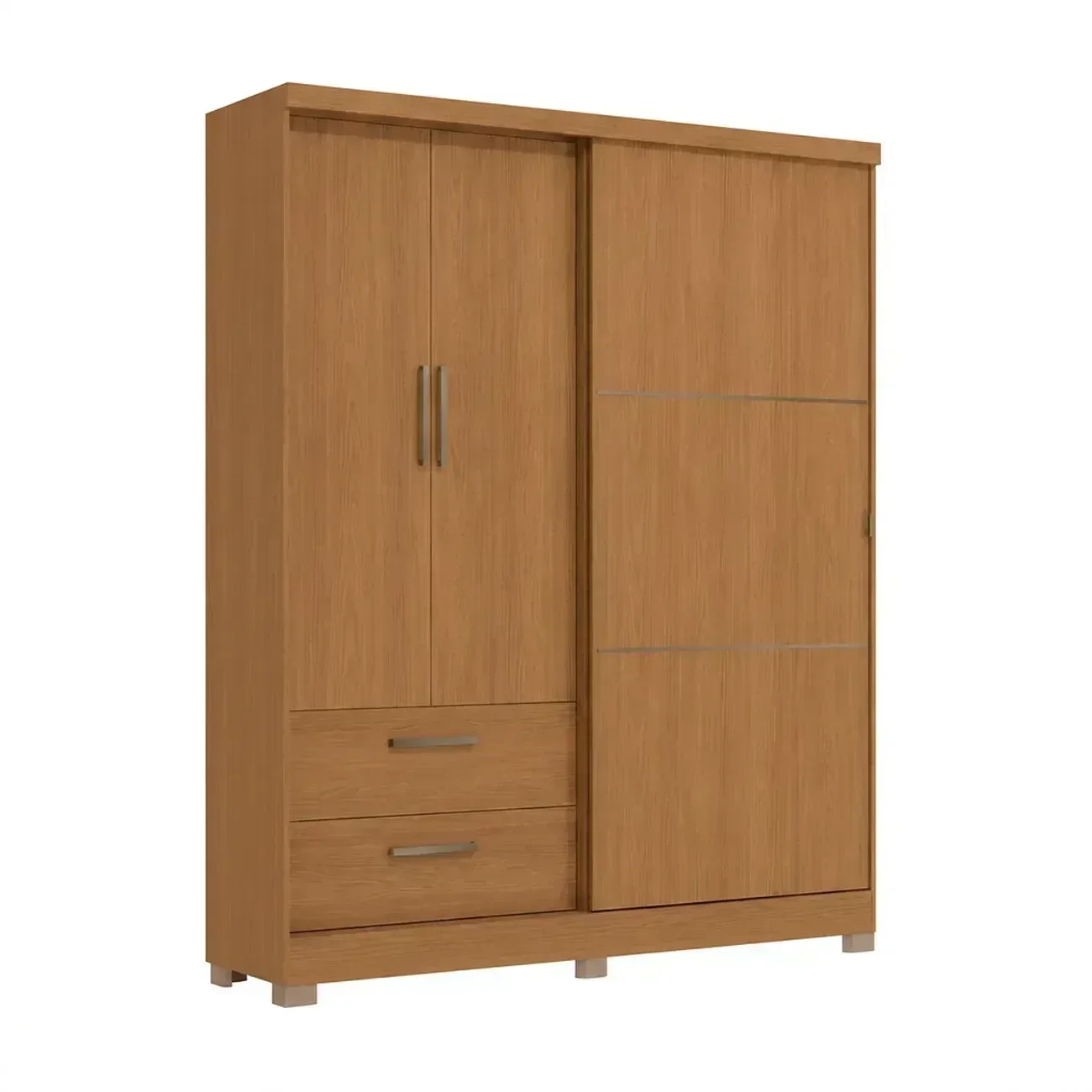 Ver imagem 2 de Guarda Roupa Solteiro 3 Portas Mistas e 2 Gavetas 218cm C533 Canela