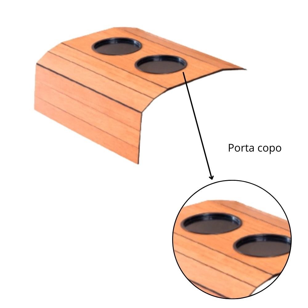 Bandeja Esteira para Braço de Sofá Mdf Cinamono com Porta Copos - 3