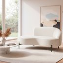 Ver imagem 2 de Sofá Curvo Billini 2 Lugares 150cm Braço Esq. Pés Preto Bouclé Off White - Sallar Home