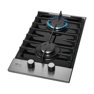 Cooktop a Gás Fischer 2 Bocas Platinium com Trempe de Ferro Fundido Mesa Vidro 33795-92120 Bivolt