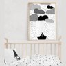 Quadro com Moldura barquinho nuvens chuva preto e branco - 1