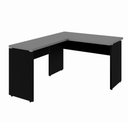 Ver imagem 2 de Mesa Escrivaninha 135cm em L Tampo 30mm Pés Painel F5 Office Cor:Cinza Sagrado com Preto