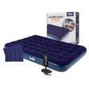 Ver imagem 1 de Colchão Casal Inflável Azul + Bomba de Ar Manual + 2 Travesseiros Vg Plus