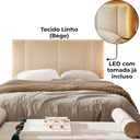 Ver imagem 4 de Cabeceira Modulada Estofada Casal 140 cm com LED Linho Bege