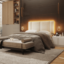 Ver mais imagens de Cabeceira Modulada Estofada Casal 140 cm com LED Linho Bege