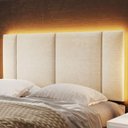 Ver imagem 2 de Cabeceira Modulada Estofada Casal 140 cm com LED Linho Bege