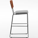 Ver imagem 5 de Banqueta Alta Cozinha Sala Jantar Fixa Allana L02 Couríssimo Camel Linho Cinza - Lyam Decor
