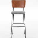 Ver imagem 3 de Banqueta Alta Cozinha Sala Jantar Fixa Allana L02 Couríssimo Camel Linho Cinza - Lyam Decor