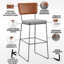 Ver imagem 4 de Banqueta Alta Cozinha Sala Jantar Fixa Allana L02 Couríssimo Camel Linho Cinza - Lyam Decor
