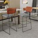 Ver imagem 2 de Banqueta Alta Cozinha Sala Jantar Fixa Allana L02 Couríssimo Camel Linho Cinza - Lyam Decor