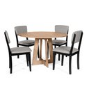 Ver imagem 1 de Mesa de Jantar Redonda Montreal Jade com 4 Cadeiras Estofadas Ella Preto/cinza Claro