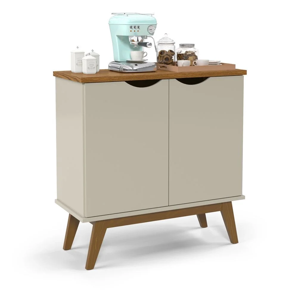 Aparador Buffet Retrô Prism 2 Portas Branco com Cumarú - 3