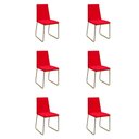 Ver imagem 1 de Kit 6 Cadeiras de Jantar Cozinha Industrial Lexa Veludo - Élpis Móveis - Vermelho - Dourada