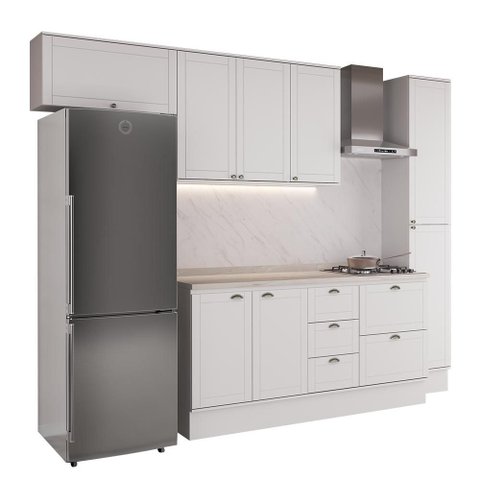 Armário de Cozinha Completa com Balcão Milla Daily Carraro Branco