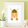 Quadro decoração infantil desenho mulher viking - 1