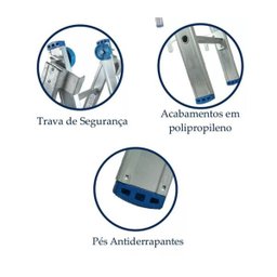 Escada Extensiva 3 em 1 Aluminio 2 X 12 - 24 Degraus Alumasa - 5