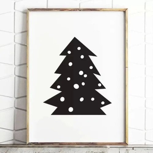 Quadro decoração árvore de natal preto e branco | MadeiraMadeira