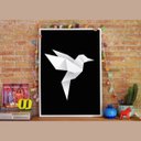 Ver imagem 1 de Quadro decoração beija-flor origami