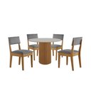 Ver imagem 2 de Sala de Jantar 4 Lugares Mesa Jolie 100cm Tampo Redondo de Vidro e 4 Cadeiras Estofadas Copper Soft