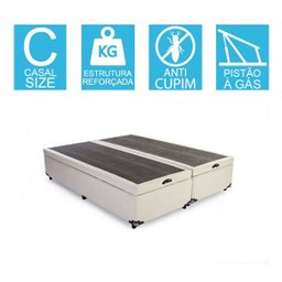 Base Cama Box Baú Bipartido Casal Suede Bege 43x138x188 - 2