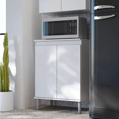 Balcão Micro-Ondas Day 2 Portas MDP 61cm Branco EJ Móveis
