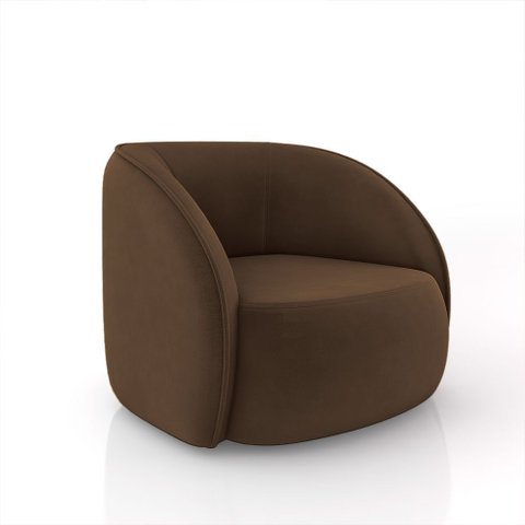 Poltrona Decorativa Sala de Estar Clarke Veludo Marrom G45 - Gran Belo