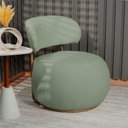 Ver imagem 2 de Poltrona Decorativa Greta Base Giratória Ouro Fosco Bouclé Verde Claro - Nexta Casa