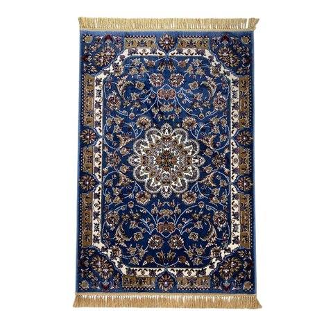 Tapete Persa Royal Azul 100x150cm Fio Acetinado - Ideal para Quarto e Sala