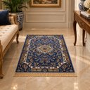 Ver imagem 2 de Tapete Persa Royal Azul 100x150cm Fio Acetinado - Ideal para Quarto e Sala