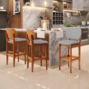 Ver imagem 2 de Kit 06 Banquetas Alta Para Cozinha Madeira Fixa Betta L02 Imbuia Facto Cinza - Lyam Decor