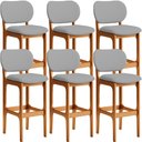 Ver imagem 1 de Kit 06 Banquetas Alta Para Cozinha Madeira Fixa Betta L02 Imbuia Facto Cinza - Lyam Decor