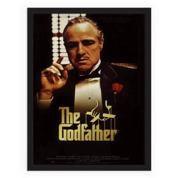 Filme O Poderoso Chefão retrô vintage quadro | MadeiraMadeira
