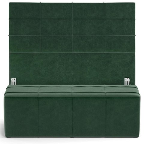 Kit Cabeceira Cama Box Casal 140cm com Calçadeira Roma W01 Couríssimo Verde - Lyam