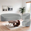 Ver imagem 2 de Kit Sofá 3 Lugares 200cm e 2 Poltronas Orgânica Luxo Recepção Amore Bouclé - Adj Decor
