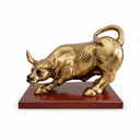 Ver imagem 1 de Decoração de Mesa Estatueta Touro Dourado de Resina c/ Base de Madeira Enfeite Casa Escritório