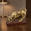 Ver imagem 4 de Decoração de Mesa Estatueta Touro Dourado de Resina c/ Base de Madeira Enfeite Casa Escritório