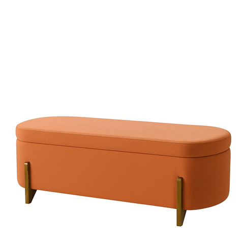 Banco Baú Organizador Estofado Orgânico Milão Peseira 1,40 Bouclê Terracota - Montanari's Decor