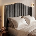 Ver imagem 6 de Cabeceira Estofada Cama Box Casal Padrão Arya 140cm Moderna Premium Veludo Cinza - Abmaza